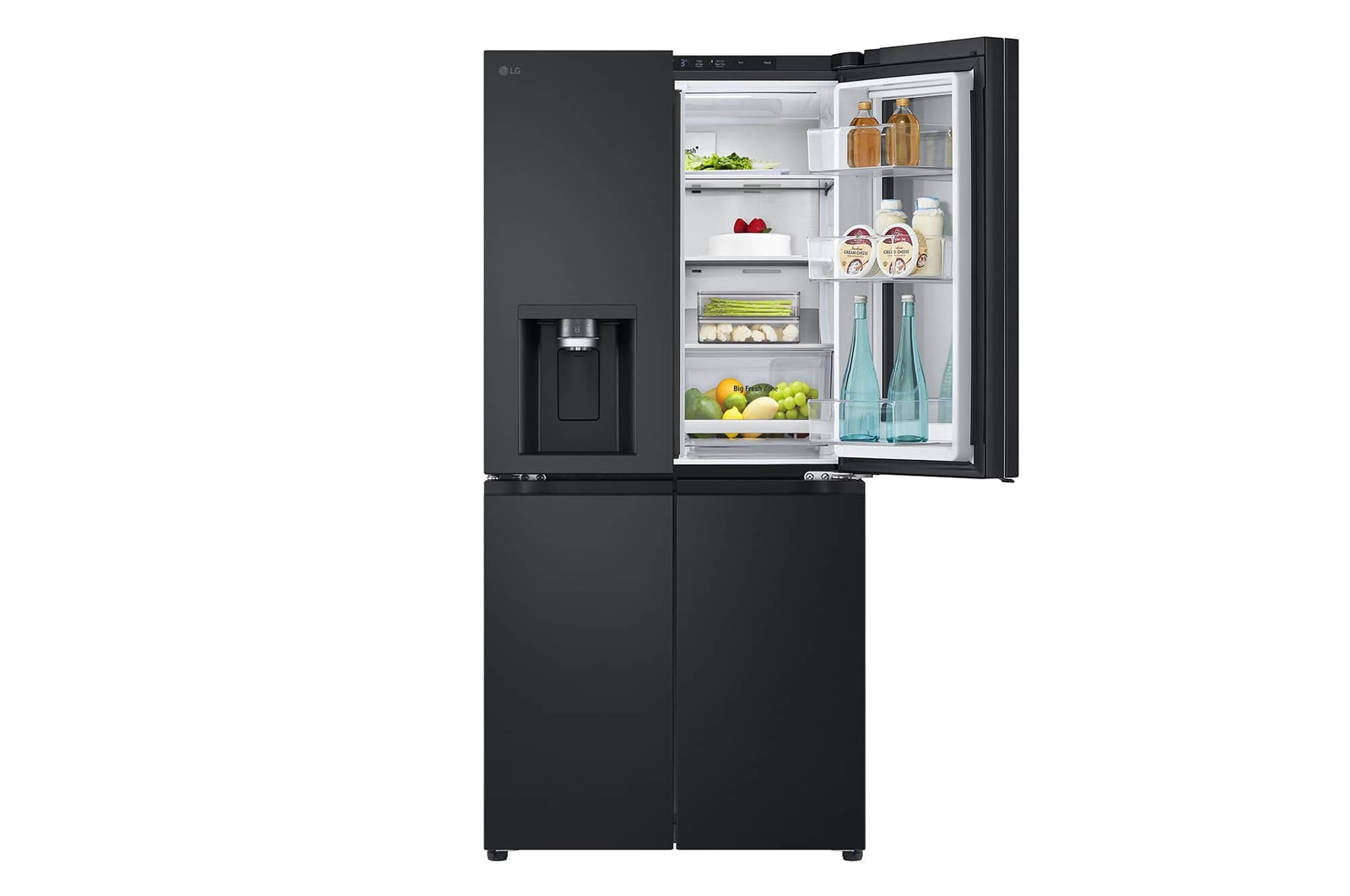 Puertas abiertas con comida Nevecon French Door InstaView Door-In-Door LG GM57SXM